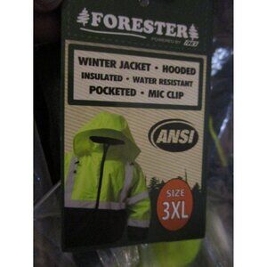 Forester Hi-Vis Yellow Insulated Bomber Jacket Hooded Winter Jacket Pocketed 3XL